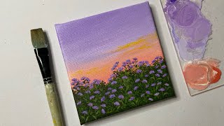 Sunset painting for beginnersfloral paintingacrylic painting for beginners tutorial step by step [upl. by Mimi857]