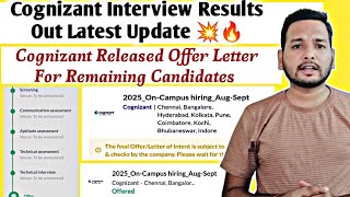 Cognizant Interview Results Out  Breaking News 🔥  Cognizant Recruitment Process Update All Roles [upl. by Eatnoed573]