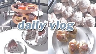 vlog⌇チョコレートアフタヌーンティー⌇ミルクレープ作り⌇リボンパン⌇料理vlog⌇おうちカフェ [upl. by Elidad66]