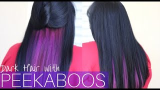 Dark Hair with Peekaboo Highlights  Color Correction for Hair [upl. by Lladnyk576]