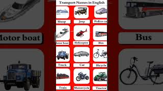 Transport vehicle names  Transport names in English  Types of transport  Transportation [upl. by Eus]