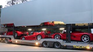 EXCLUSIVE LaFerrari Enzo F50 F40 amp 288 GTO SOUND unloading Concours DElegance of Knokke [upl. by Cohen]