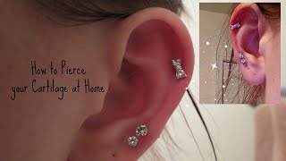 How I Pierced my Cartilage at Home Safely  Alyssa Nicole [upl. by Helmer356]