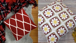 TOP 50 NEWEST VERSION OF MOST LIKELY EASY TO MAKE CROCHET EMBROIDERY HANDMADE CUSHION PATTERN DIY [upl. by Keppel]