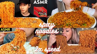 MUKBANGERS EATING SPICY FIRE🔥 NOODLES🥵 NOODLES EATING ASMR MUKBANG😋 [upl. by Helmer905]