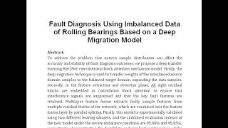 Fault Diagnosis Using Imbalanced Data of Rolling Bearings Based on a Deep Migration Model [upl. by Seumas]