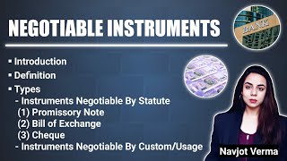 Negotiable Instruments  Types  Promissory Note  Bill of Exchange  Cheque [upl. by Alliehs]