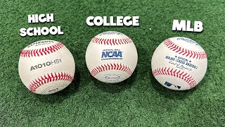 MLB Ball vs NCAA Ball vs HIGH SCHOOL Ball  Which baseball is hotter [upl. by Joacimah875]