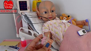 Reborn Role play Silicone babys sick Morning Routine and Hospital stay [upl. by Avot]