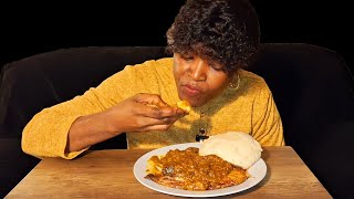 Fufu Pounded Yam with Banga Soup Mukbang Eating Show [upl. by Nicholas63]