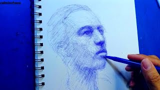 Portrait Drawing with Ballpoint Pen [upl. by Morice460]