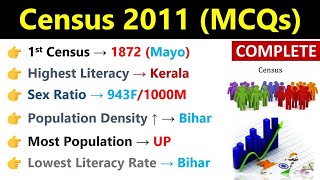 Census 2011  जनगणना 2011  Most Important Questions Of Census 2011  Census Of India 2011 MCQs [upl. by Gigi]