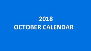 2018 October Calendar Printable Templates Holidays Excel PDF [upl. by Baerl760]