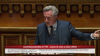 Le sénateur Reconquête Stéphane Ravier prend la parole contre la constitutionnalisation de lIVG [upl. by Hatcher437]