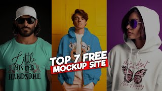 Top 7 BEST Websites for FREE Tshirt Mockups [upl. by Oecam]