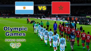 ARGENTINA Vs MOROCCO  Olympic Games PARIS 2024  Full Match All Goals  Realistic PES Gameplay [upl. by Liddy]