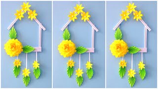 Easy paper Flower Wall Hanging  Home Decoration  A4 sheet craft  DIY Wall Decorschool craft [upl. by Odessa]