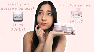 trader joes vs glow recipe watermelon mask  DUPE  FIRST IMPRESSIONS amp PRODUCT REVIEW [upl. by Colpin]