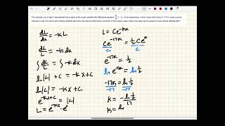 Calculus 2 Differential equation intensity of light [upl. by Killion]