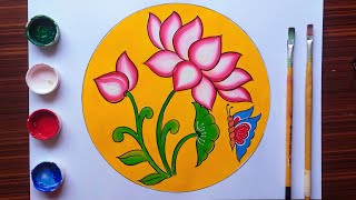 kamal ka phool kaise paint karen how to draw amp pent lotus flower step by step lotus [upl. by Orji392]