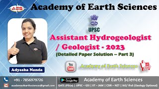 UPSC  Assistant Hydrogeologist  Assistant Geologist  2023  Detailed Paper Solution  Part  3 [upl. by Aznaed]