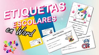 COMO HACER ETIQUETAS ESCOLARES Personalizadas en Word [upl. by Punke263]