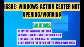 How to Fix Windows Action Center Not Opening or Not Working Crushed [upl. by Chaunce]