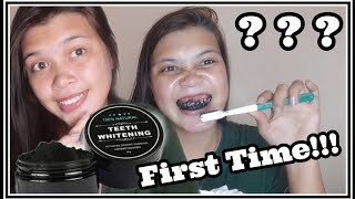 Activated Charcoal Teeth Whitening Powder  First Time [upl. by Ibmab]