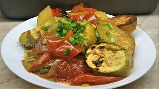 Vegetables in an oven bag Easy and delicious recipe Step by step SUB [upl. by Croom]