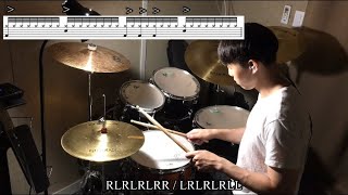 25 32nd note drum fills lesson Triple Paradiddle32비트 드럼레슨 [upl. by Ahoufe]