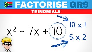 Gr 9 Factorisation Trinomials Introduction [upl. by Nonnahsed]