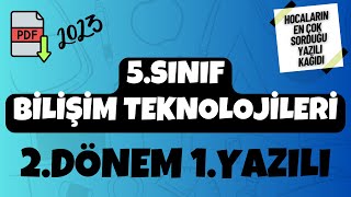 5Sınıf Bilişim Teknolojileri 2Dönem 1Yazılı [upl. by Sinned]