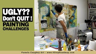 076  Pamela Caughey  Painting CHALLENGES  Ugly DONT QUIT Free Giveaway and SURPRISES [upl. by Tehc]