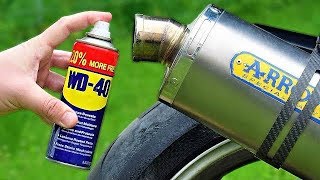 EXPERIMENT WD40 IN MOTORCYCLE EXHAUST [upl. by Gould]