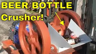 Jaw Crusher Crushing Beer Bottles Recycling Glass Bottles Waste Glass Panes To Crushed Glass [upl. by Iatnohs]