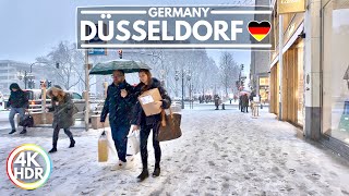 ❄️ Heavy Snowfall in Düsseldorf Germany January 2024 Walk in 4K HDR 60fps [upl. by Ynahpets]