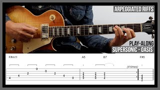 Supersonic TAB  Arpeggiated Guitar Riffs  Oasis  PlayAlong Backing [upl. by Suiraj]