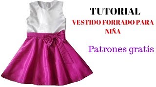 DIY Como hacer vestido de niña forrado [upl. by Lehcor112]