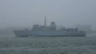 HMS Hurworth coming through the fog [upl. by Polk]