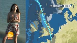 Laura Tobin Broadstairs Kent In The Sea GMB Weather 2016 09 08 [upl. by Amby177]