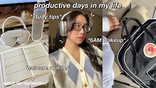 STUDY VLOG  6AM productive morning routine exam study tips hair care routine amp lots of studying [upl. by Hunsinger]