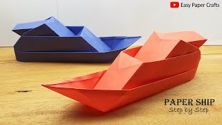 How to Make Paper Ship Step by Step  Paper Boat Craft  Origami Ship  Easy Paper Crafts [upl. by Nolyarb]