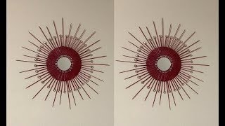 DIY Starburst Mirror Wall Art Decor with Wooden Skewers and Gems MadeByFate 168 [upl. by Seyler]