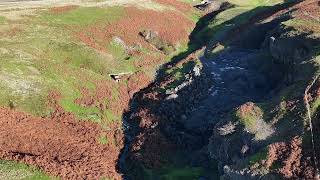 A Drone Flight up Harnisha Gill Taking in Upper Harnisha Mine and Bollihope Mine 74 [upl. by Tavy]