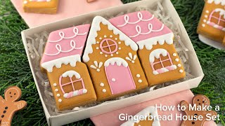 Decorating a Gingerbread House Cookie Set for Christmas  Cookie Decorating with Royal Icing [upl. by Fiedler]