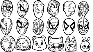 🔴How To Draw spiderman spiderverse SpiderPunk Miles Morales and villains  FACES  disney jr [upl. by Moscow254]