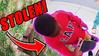 Kid STEALS my SKATEBOARD 🤬POV GoPro Tricks [upl. by Elwaine]