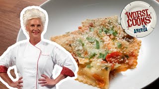 Anne Burrells Agnolotti with Sausage and Ricotta Filling  Worst Cooks in America  Food Network [upl. by Thorsten]