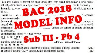 Rezolvare Bac 2018  Informatica  Subiect Model Sub III Pb 4 [upl. by Gordie]