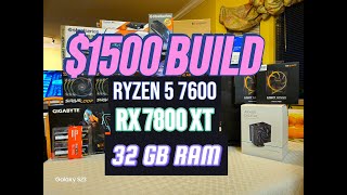 1500 Build  Ryzen 5 7600 RX 7800 XT Fractal Meshify C Mini B650M Aours Elite AX [upl. by Elyc]